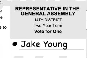sample ballot with Jake Young written in
