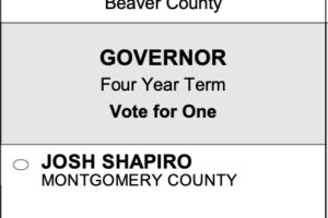 Beaver County Democratic primary ballot showing Josh Shapiro for Governor